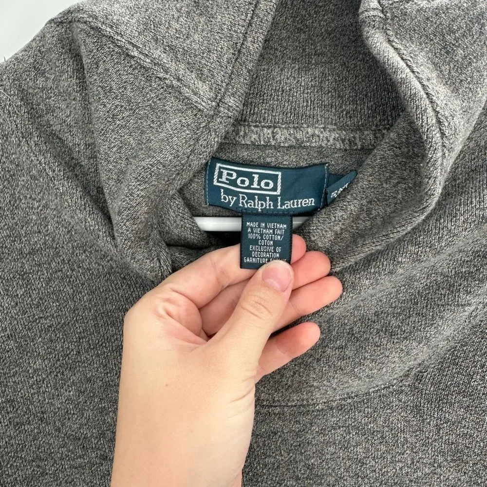 Vintage Polo Ralph Lauren Sweater Men XL Gray Shawl Collar Cotton Double Knit